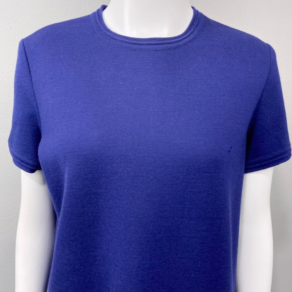 Vintage 60s World Knits Zephyr Wool Dress Jacket Set Size 14 Royal Blue Ribbed - Picture 5 of 9